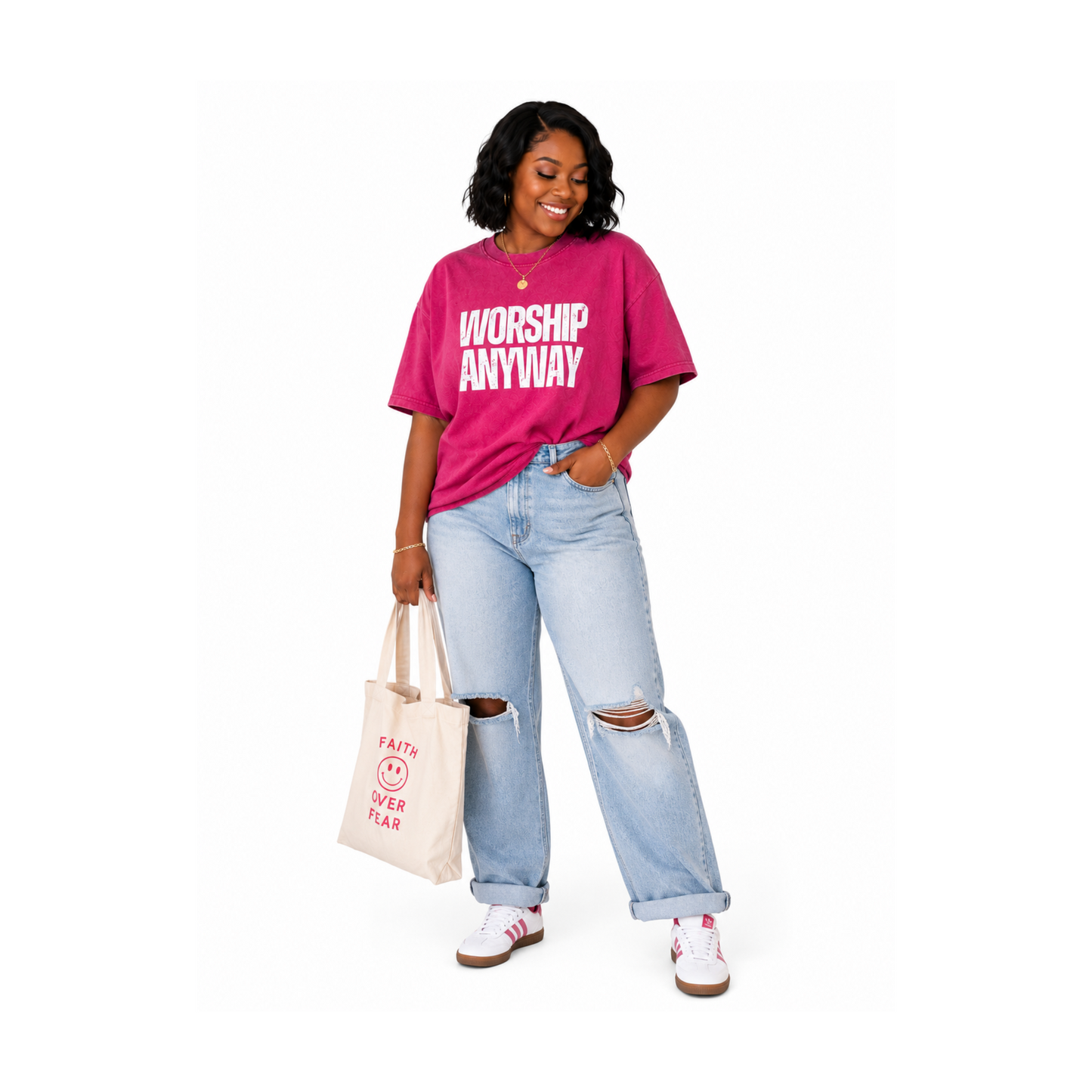T-shirt | Worship Anyway - Vintage Pink