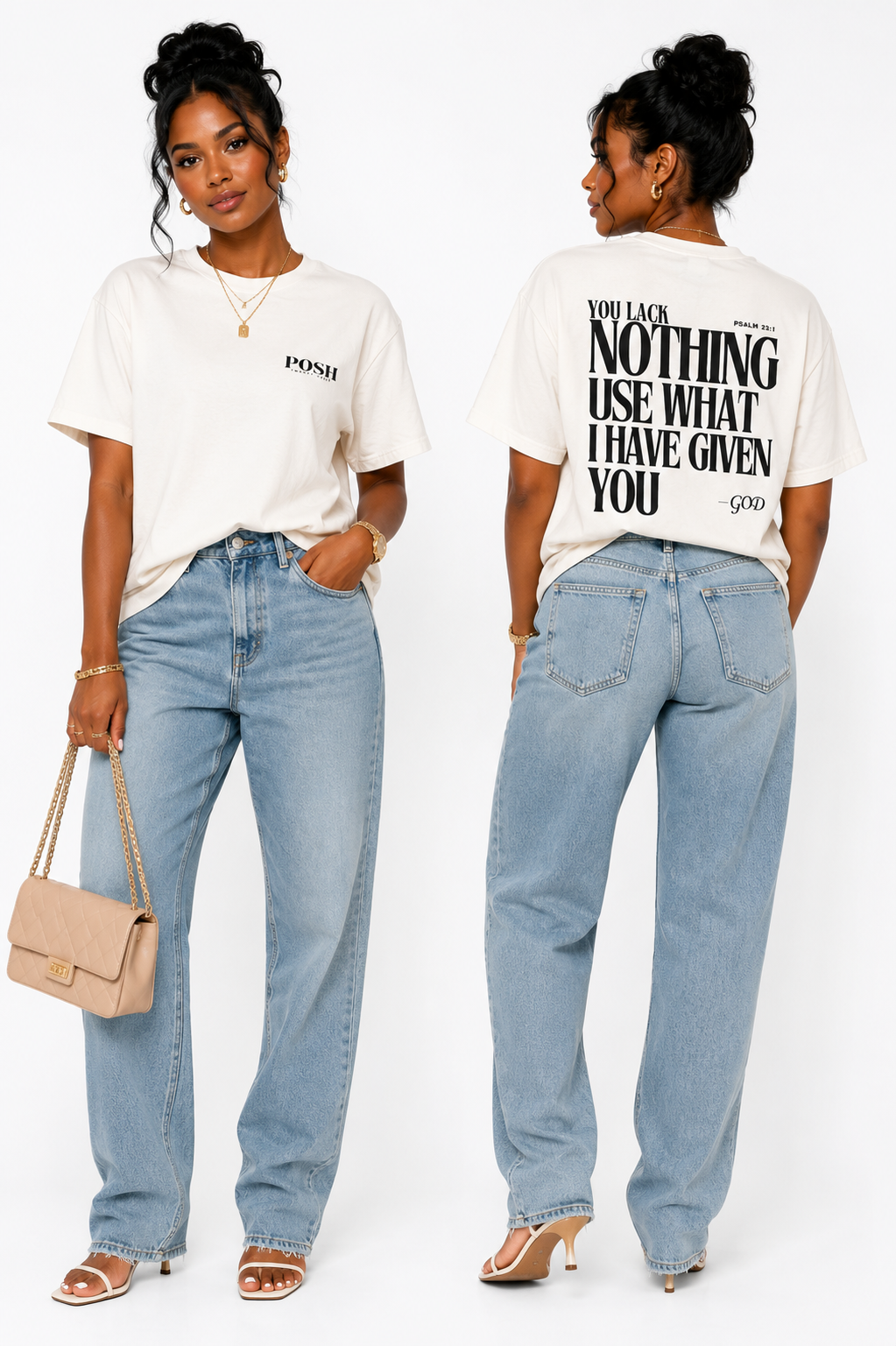 T-shirt | I Lack Nothing, Psalm 23:1 - White