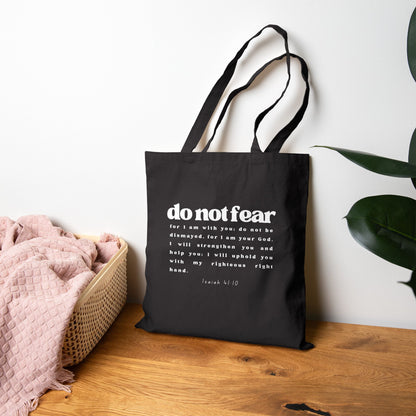 Do not Fear, Isaiah 41:10 | Cotton Canvas Tote Bag