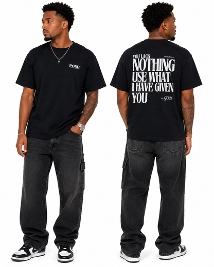 T-shirt | I Lack Nothing, Psalm 23:1 - Black