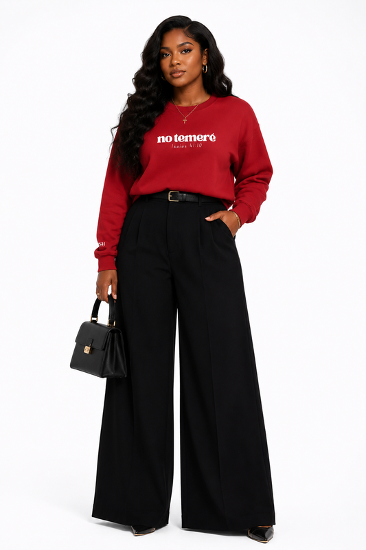 Crewneck Sweater | 'No Temere' (I will not Fear), Isaiah 41:10 - Red