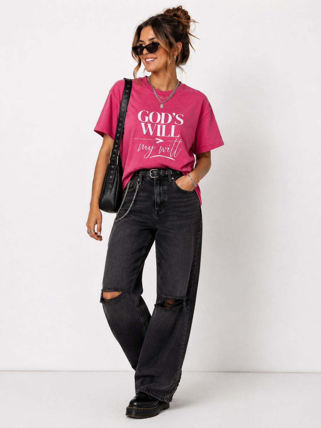T-shirt | God's will > My will - Vintage Pink