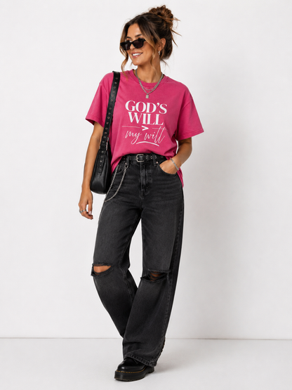 T-shirt | God's will > My will - Vintage Pink