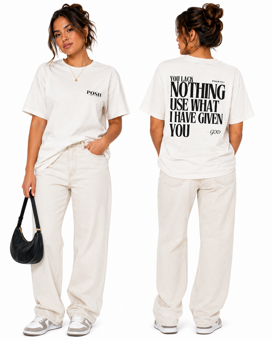 T-shirt | I Lack Nothing, Psalm 23:1 - White