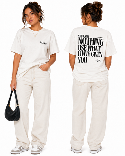 T-shirt | I Lack Nothing, Psalm 23:1 - White