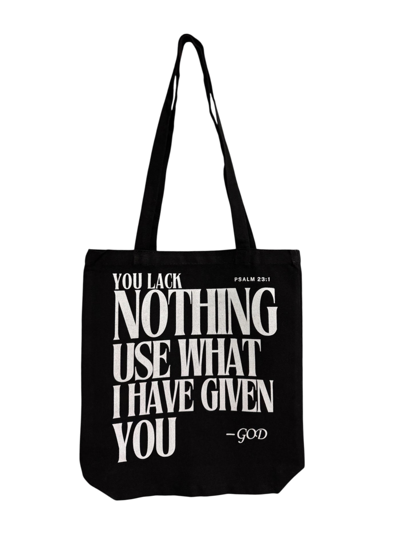 Cotton Tote Bag | I Lack Nothing, Psalm 23:1
