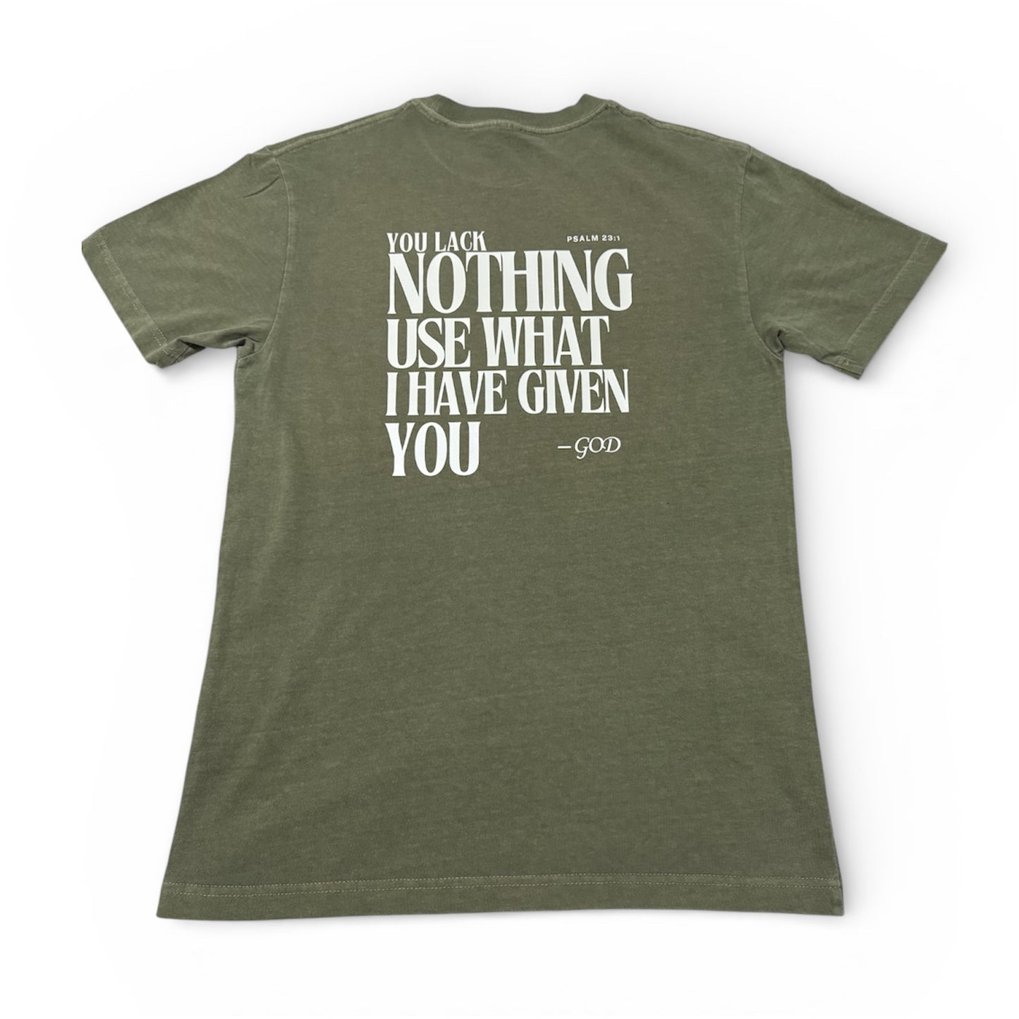 T-shirt | I Lack Nothing, Psalm 23:1 - Green Lime Wash