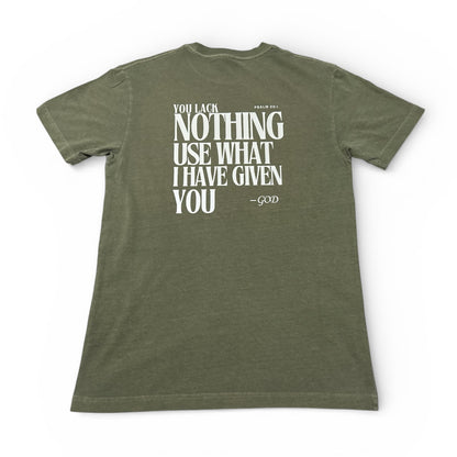 T-shirt | I Lack Nothing, Psalm 23:1 - Green Lime Wash