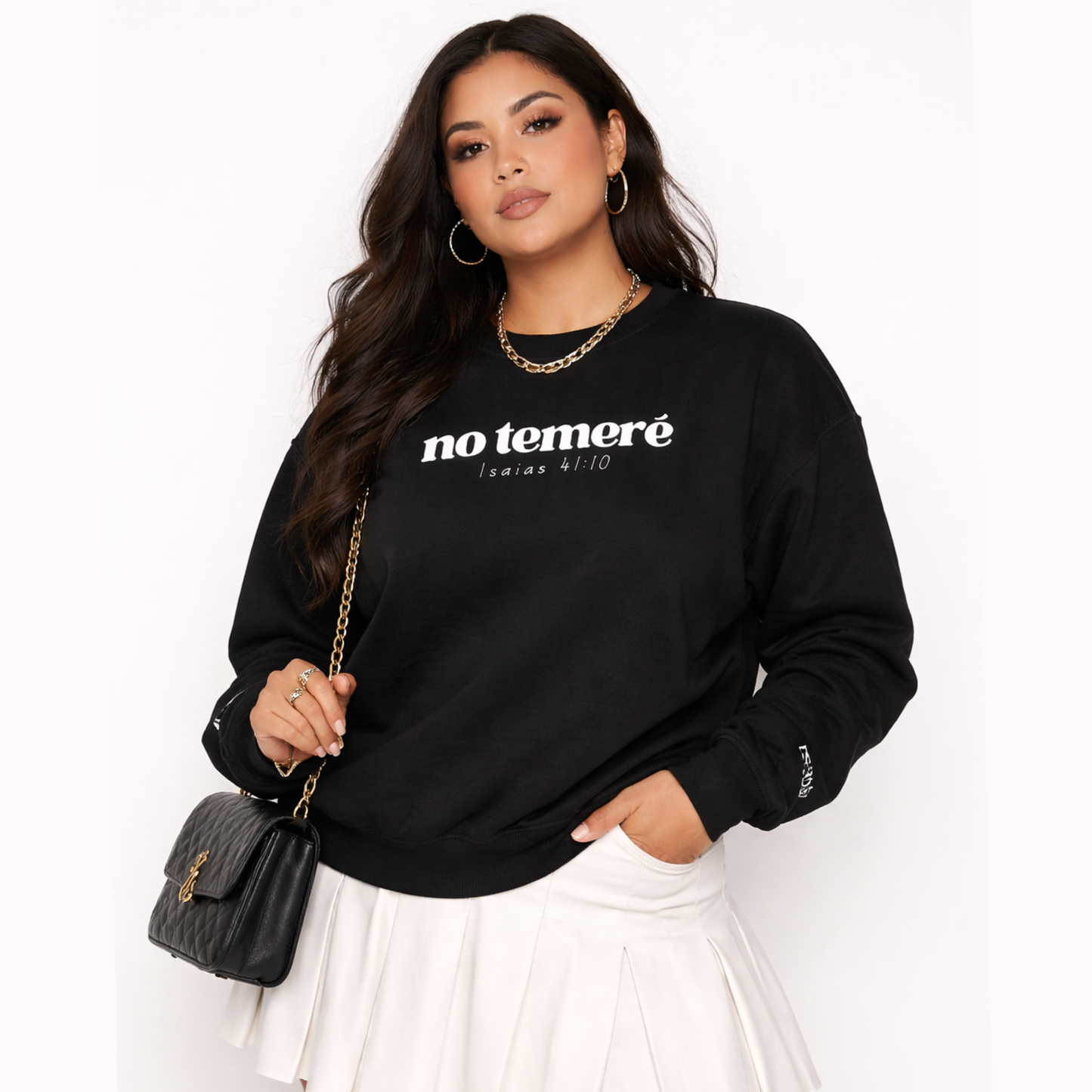 Crewneck Sweater | 'No Temere' (I will not Fear), Isaiah 41:10 - Black