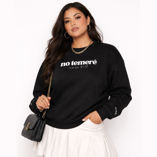 Crewneck Sweater | 'No Temere' (I will not Fear), Isaiah 41:10 - Black