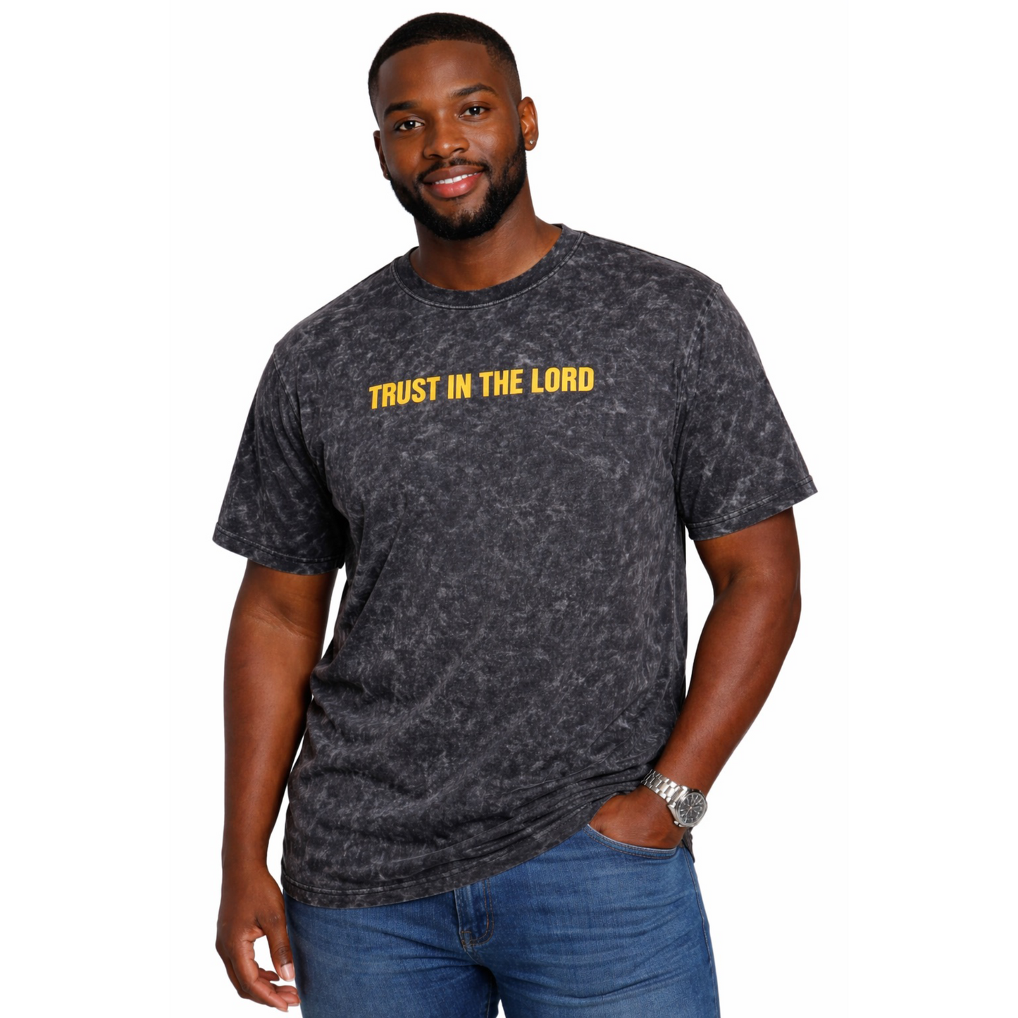 T-shirt | Trust in the Lord - Charcoal Black with Vintage Mineral Wash