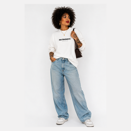 Crewneck Sweater | 'No Temere' (I will not Fear), Isaiah 41:10 - White